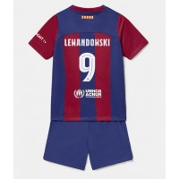 Dětský fotbalový dres Barcelona Robert Lewandowski #9 2023-24 Domácí Krátký Rukáv (+ trenýrky)